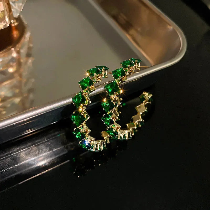 Hoop Earrings Zircon Crystal - Piña Colada
