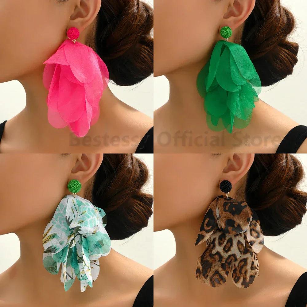 Boho Multicolor Cotton Flower Earrings - Piña Colada