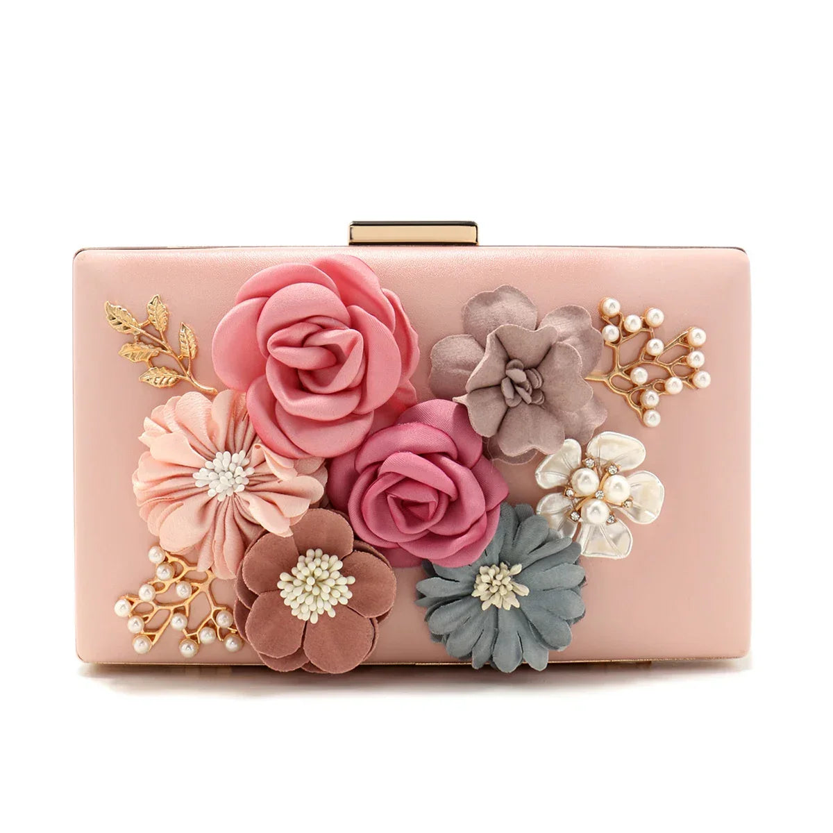 Floral Beaded Pearl Clutch - Piña Colada