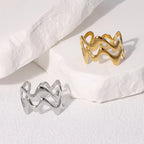Stainless Steel Irregular Wave Ring - Piña Colada