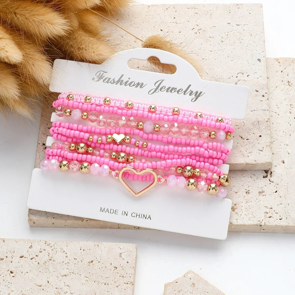 Bohemian Heart Beaded Bracelets - Piña Colada