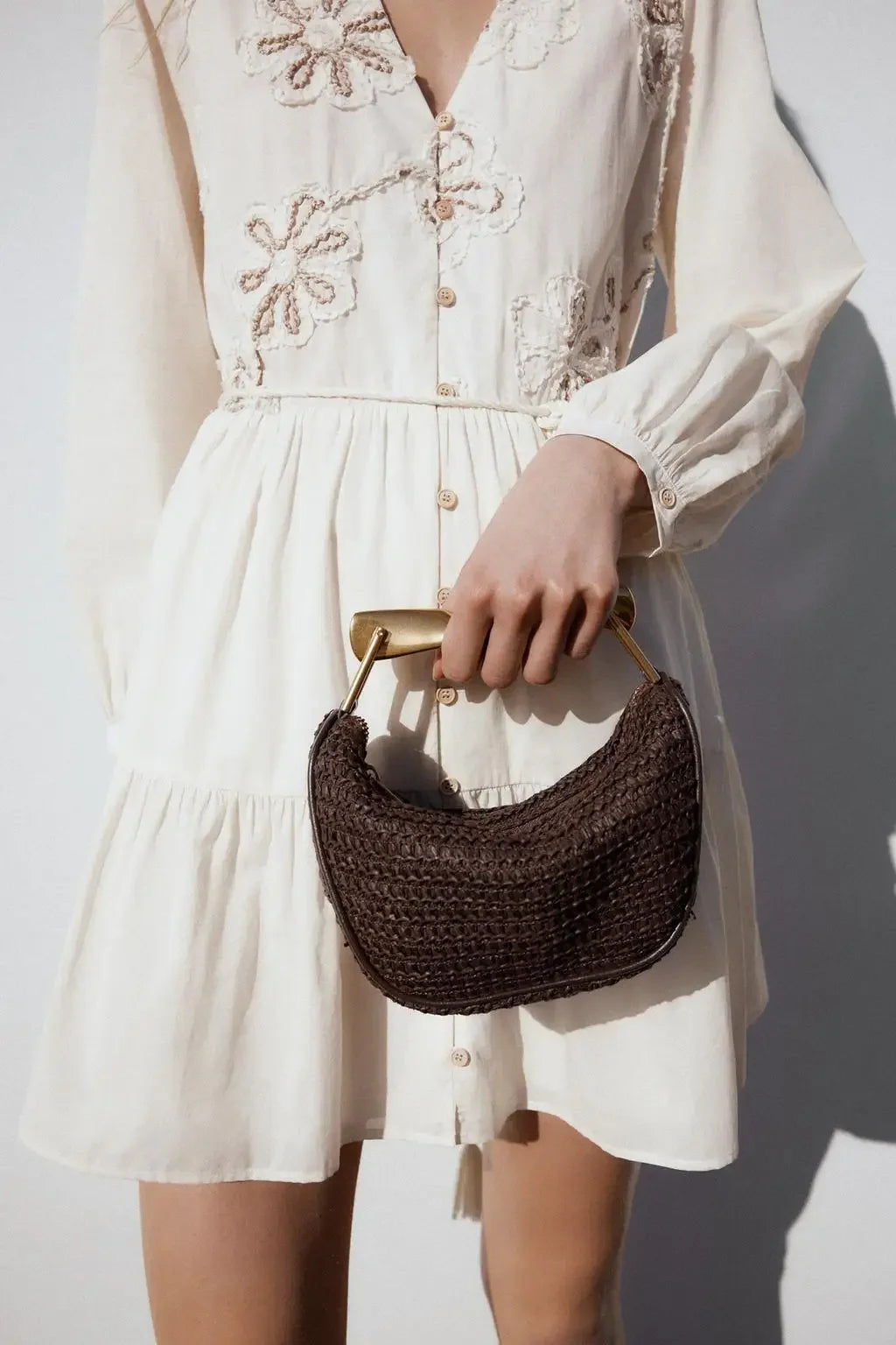 Summer Half-Moon Beach Straw Shoulder Bags Women's - Piña Colada
