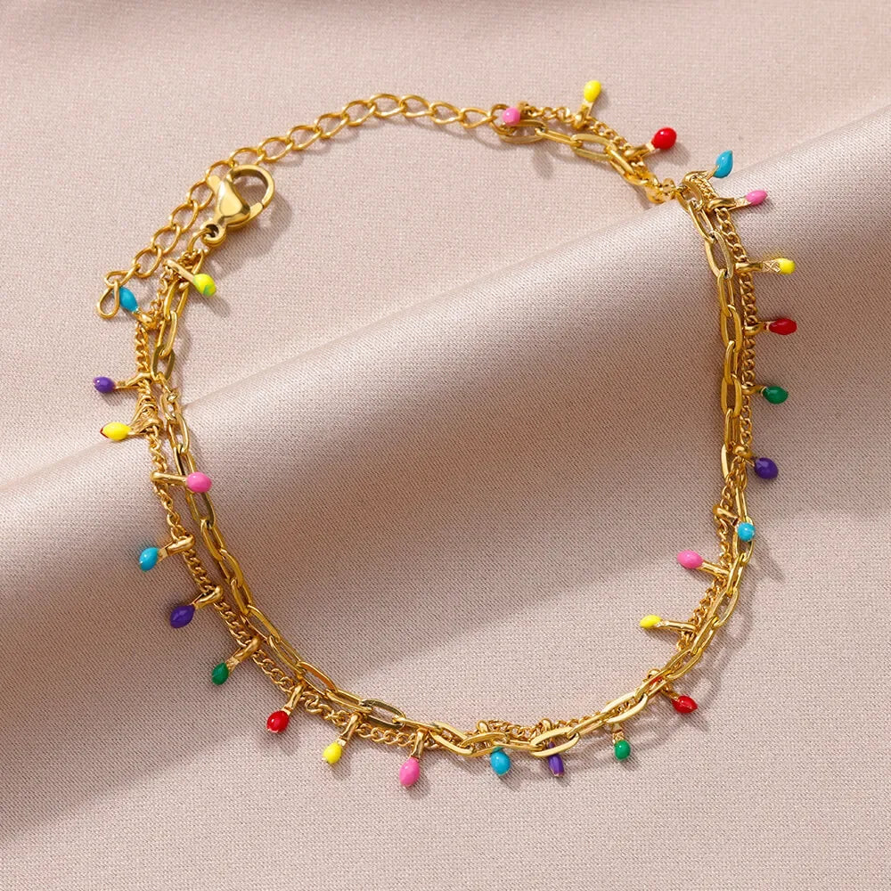 Stainless Steel Gold-Plated Anklet for Women - Piña Colada
