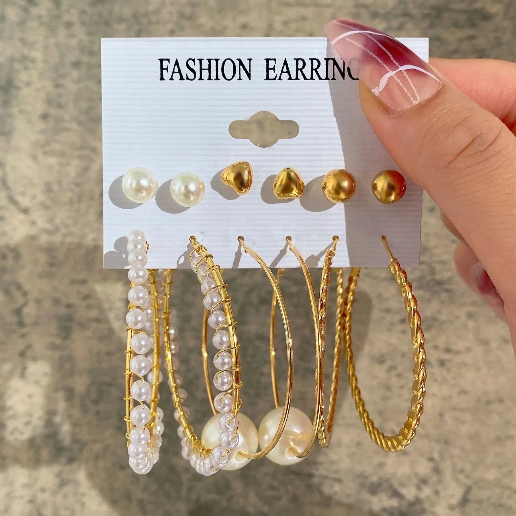 Vintage Pearl Circle Hoop Earring - Piña Colada