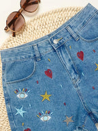 Street Style Blue Denim Shorts - Piña Colada