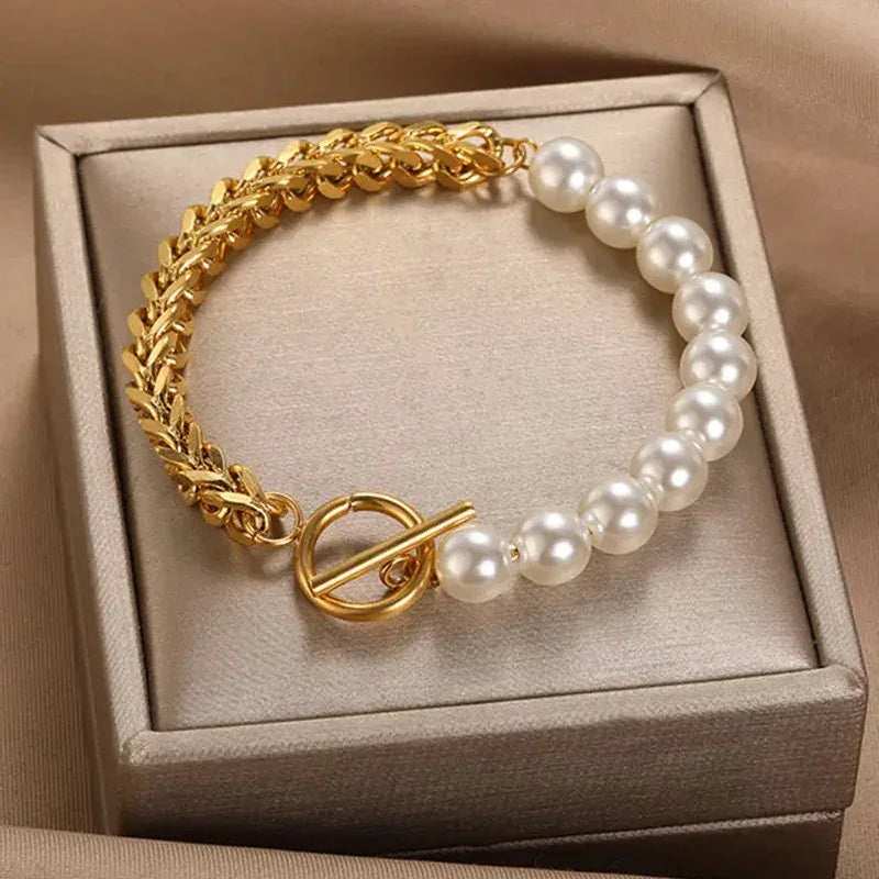 18K Gold-Plated Stainless Steel Cuff Bracelet for Women - Piña Colada