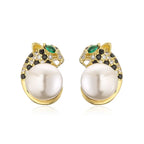 Leopard Head Stud Earrings - Piña Colada