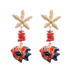 Colorful Fish Drop Earrings - Piña Colada