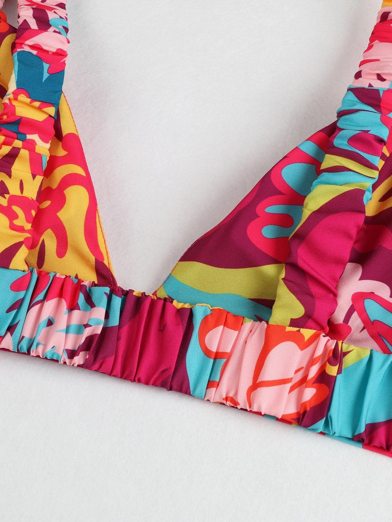 Draped Print V-Neck Maxi Dress – Beachwear Edition - Piña Colada