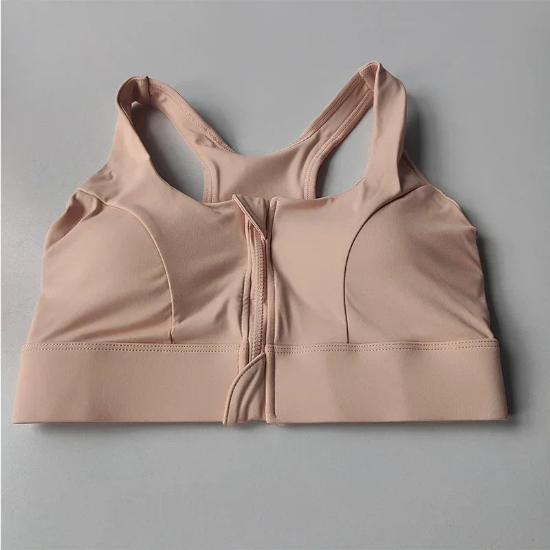 High Impact Front Zipper Sports Bra