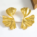 Elegant Gold Irregular Geometric Flower Drop Earrings – Vintage Statement Jewelry for Women - Piña Colada