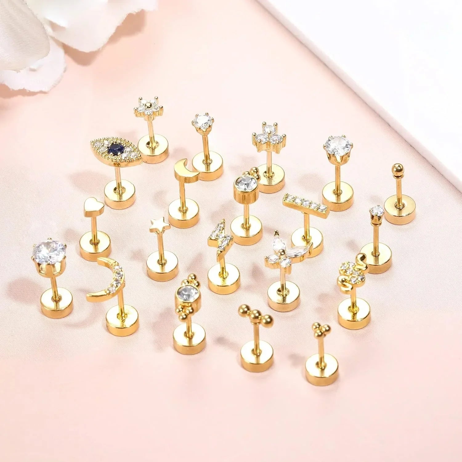 Small Hypoallergenic Flat Back Stud Earrings - Piña Colada