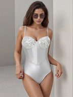 Sparkly Sequin Bodysuit – Sleeveless Slim Fit 3 - Piña Colada