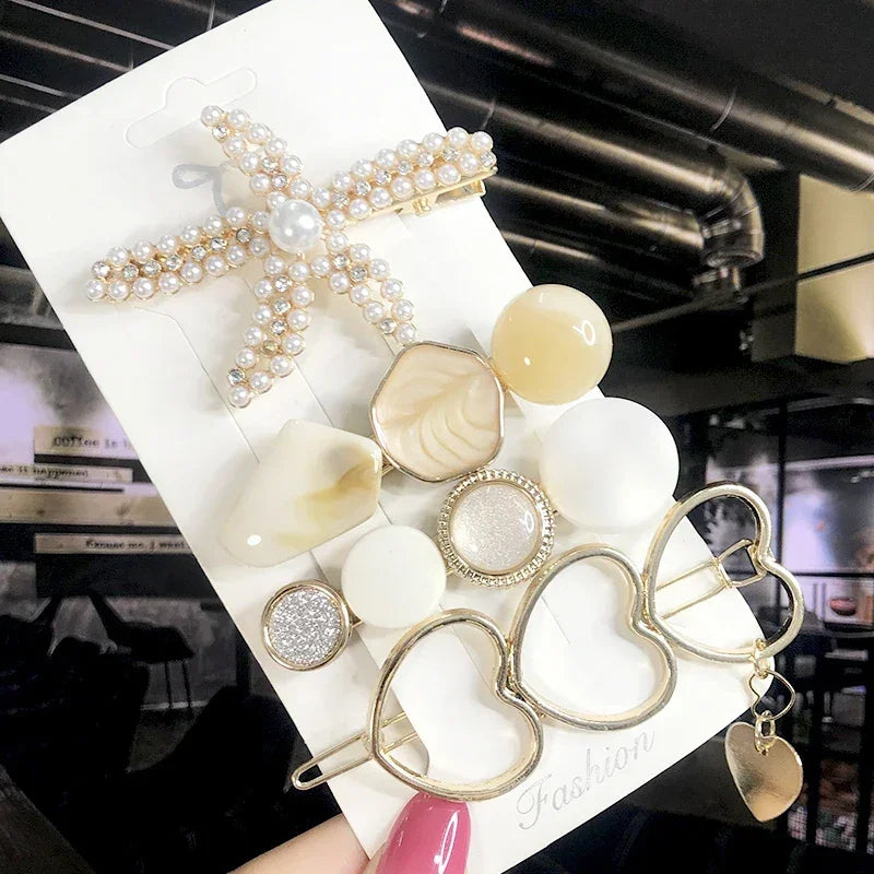3/4pcs Set Pearl Hair Clip - Piña Colada
