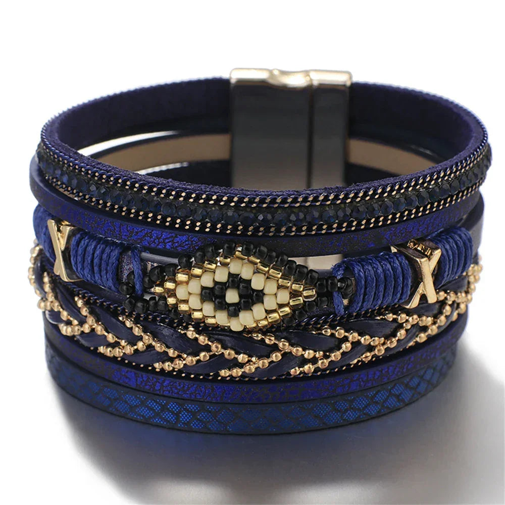 Handwoven Leather Bracelet - Piña Colada