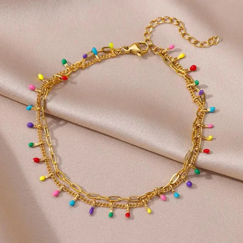 Stainless Steel Gold-Plated Anklet for Women - Piña Colada