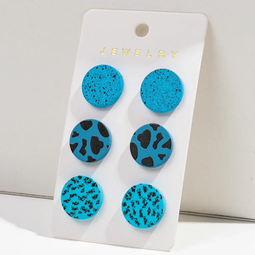 3Pairs/set Colorful Acrylic Earrings - Piña Colada