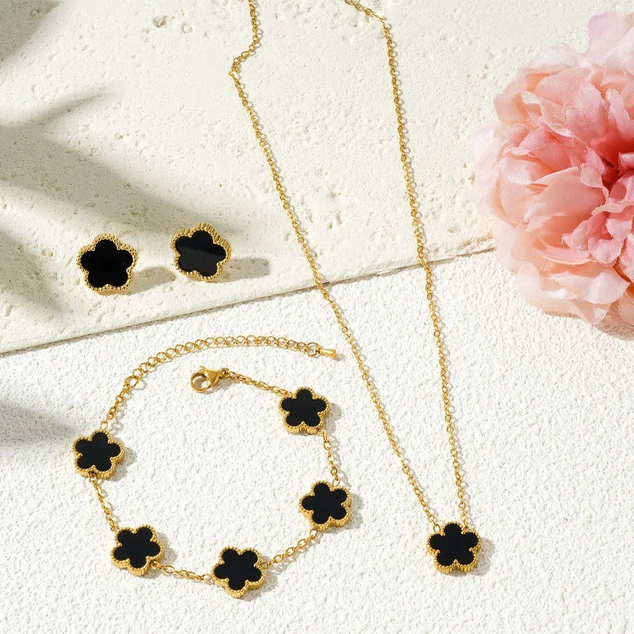 Flower Stainless Steel Jewelry Set for Women - Piña Colada