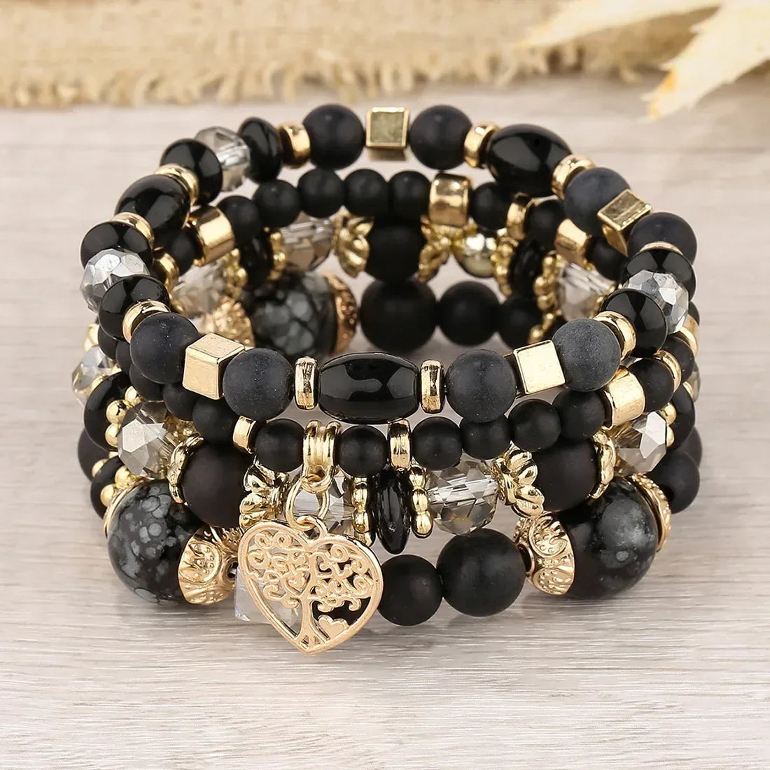 Boho Acrylic Beads Bracelet Set - Piña Colada