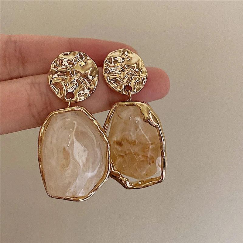 Geometry Irregularity Resin Stud Earrings - Piña Colada