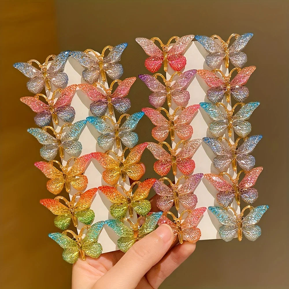 12-Piece Colorful Butterfly Hairpins for Girls – Preppy Style Baby Hair Clips Set - Piña Colada
