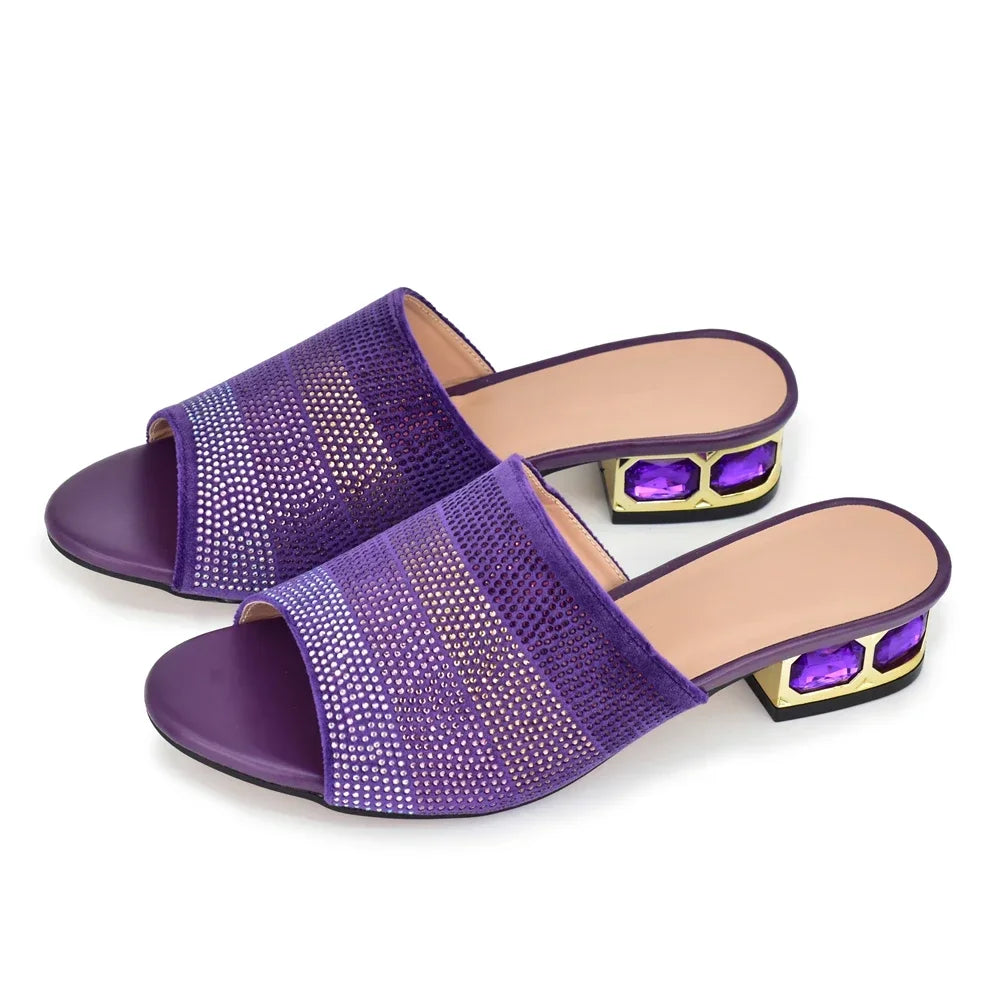 Rhinestone Crystal Sandals - Piña Colada