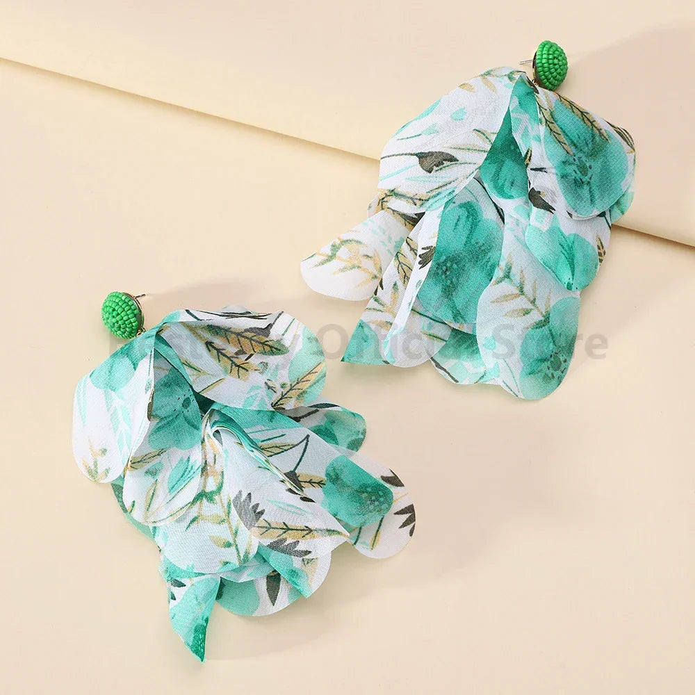 Boho Multicolor Cotton Flower Earrings - Piña Colada
