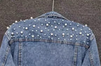 Pearl Beaded Denim Jacket - Piña Colada