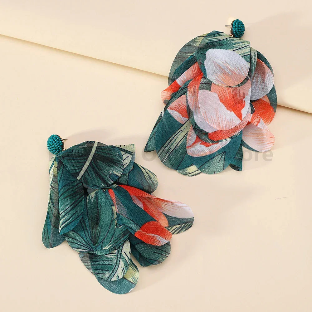 Boho Multicolor Cotton Flower Earrings - Piña Colada