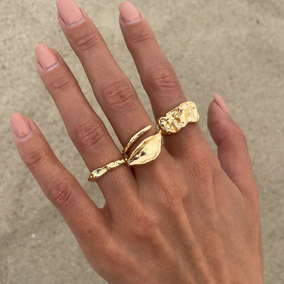 6Pcs/Set Vintage Sun Starfish Open Rings - Piña Colada