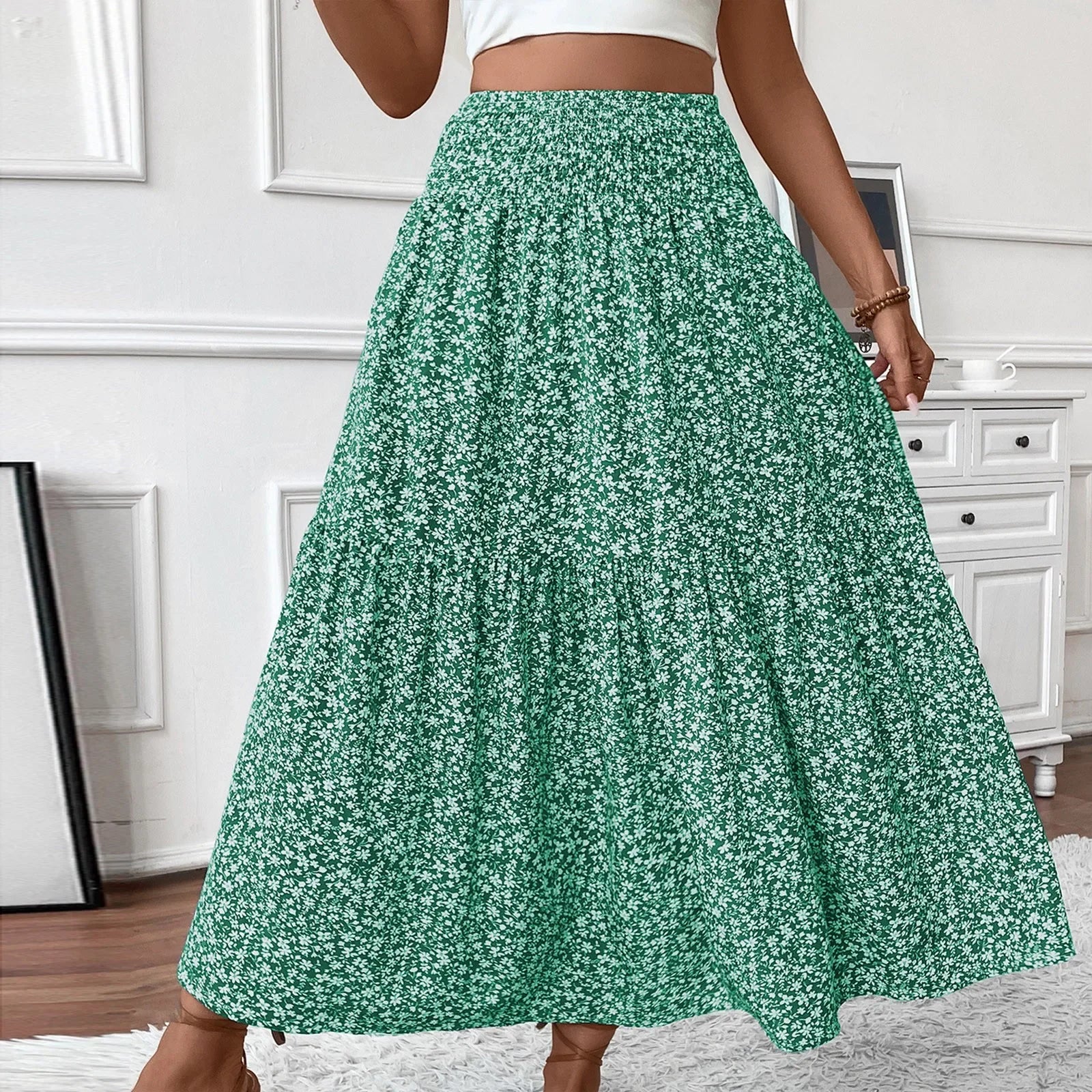 Floral Print Elastic Waist Loose - Piña Colada