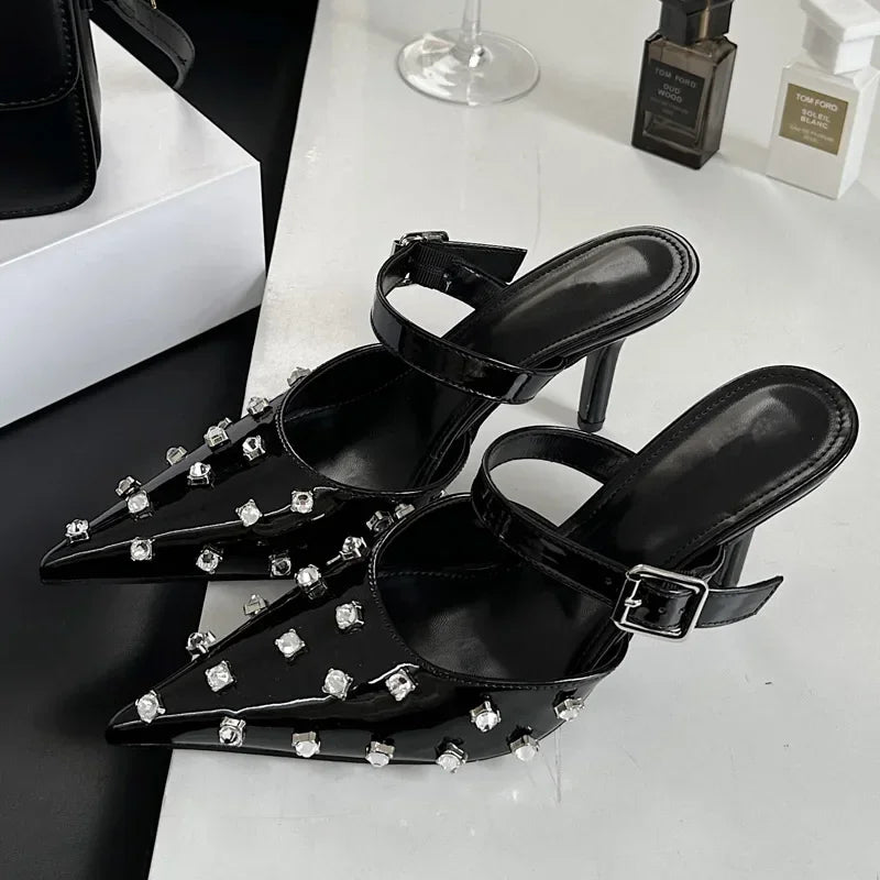 Crystal Diamond Buckle Pointed Toe - Piña Colada