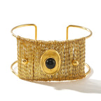 Wide Natural Stone Bracelet - Piña Colada