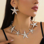 Vintage Star Jewelry Set – Gold or Silver Necklace & Earrings for Women - Piña Colada