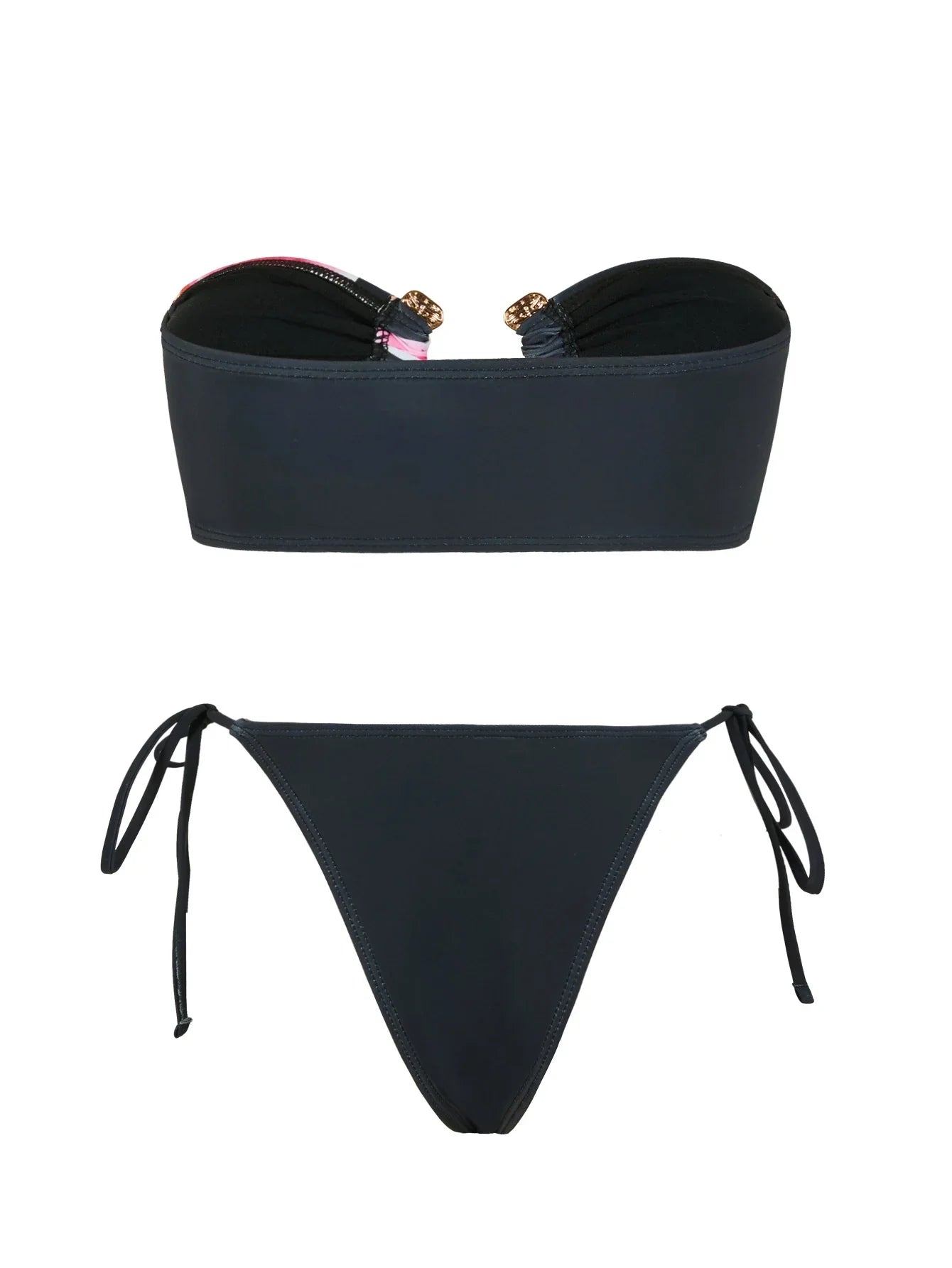 Solid Ring Detail Bikini Set - Piña Colada