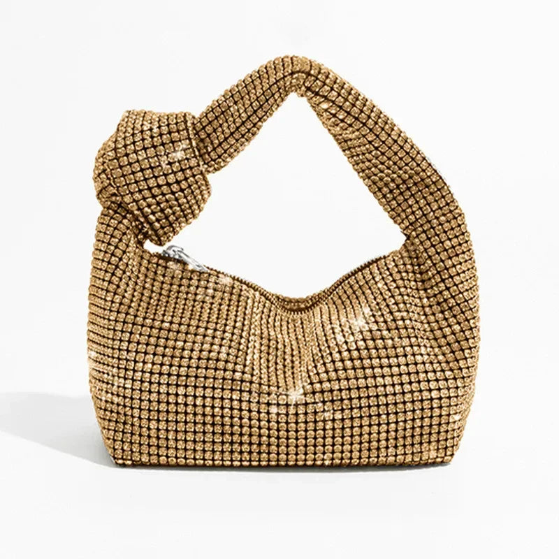 Luxury Rhinestone Knot Handle Evening Bag - Piña Colada