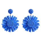 Bohemian Raffia Flower Drop Earrings - Piña Colada