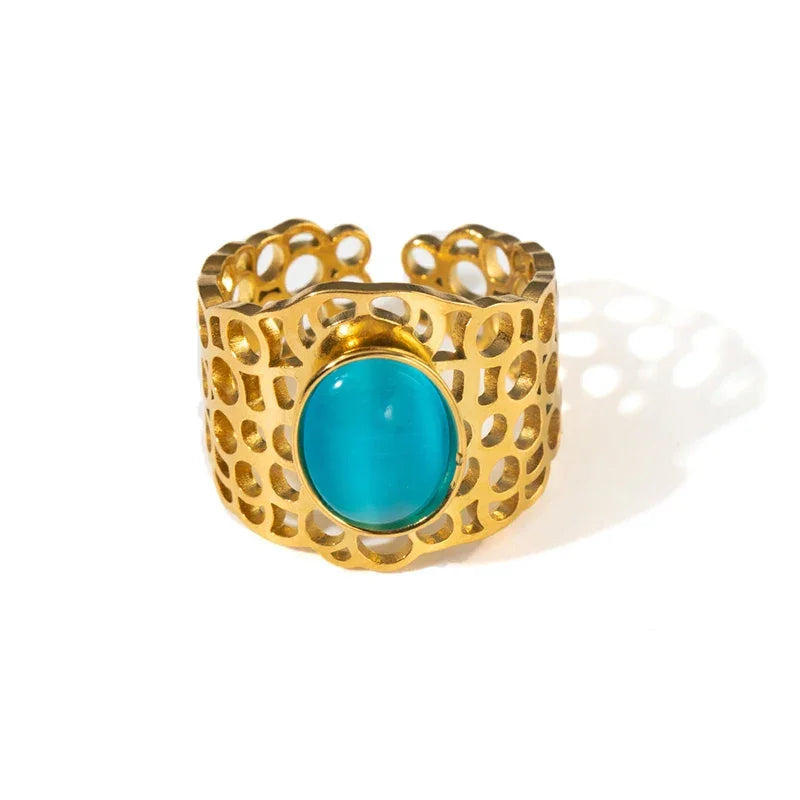 Colorful Stone Open Band Ring - Piña Colada