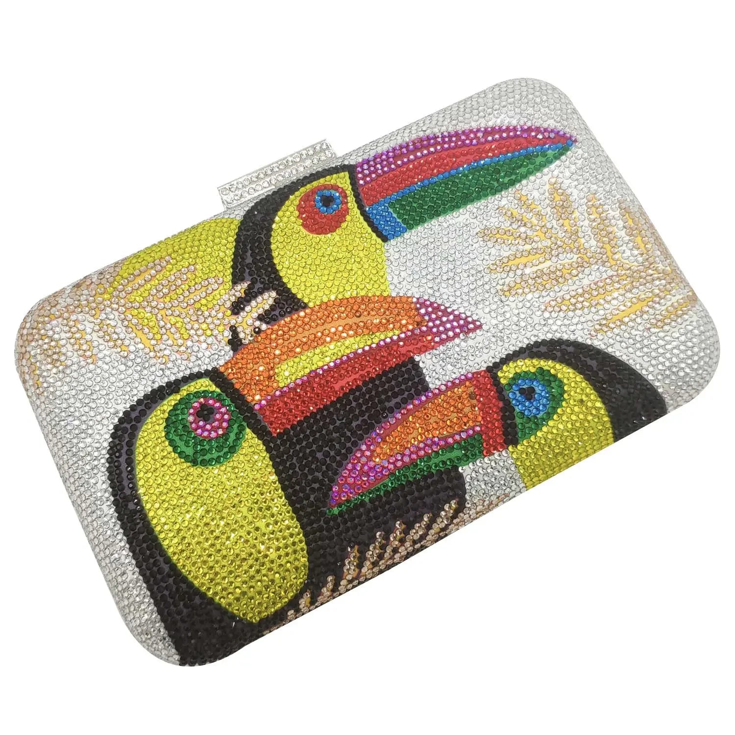 Novelty Toucan Bird Women Crystal Evening Bags Rhinestones - Piña Colada