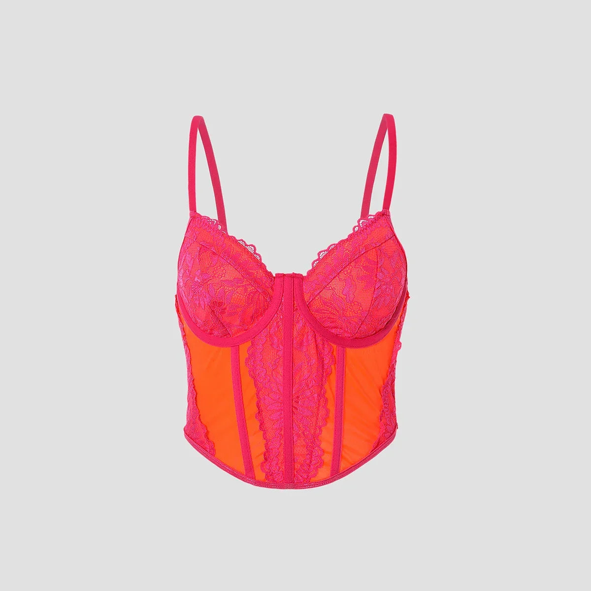 Lace Colorful Backless Corset Low-cut Underwire - Piña Colada