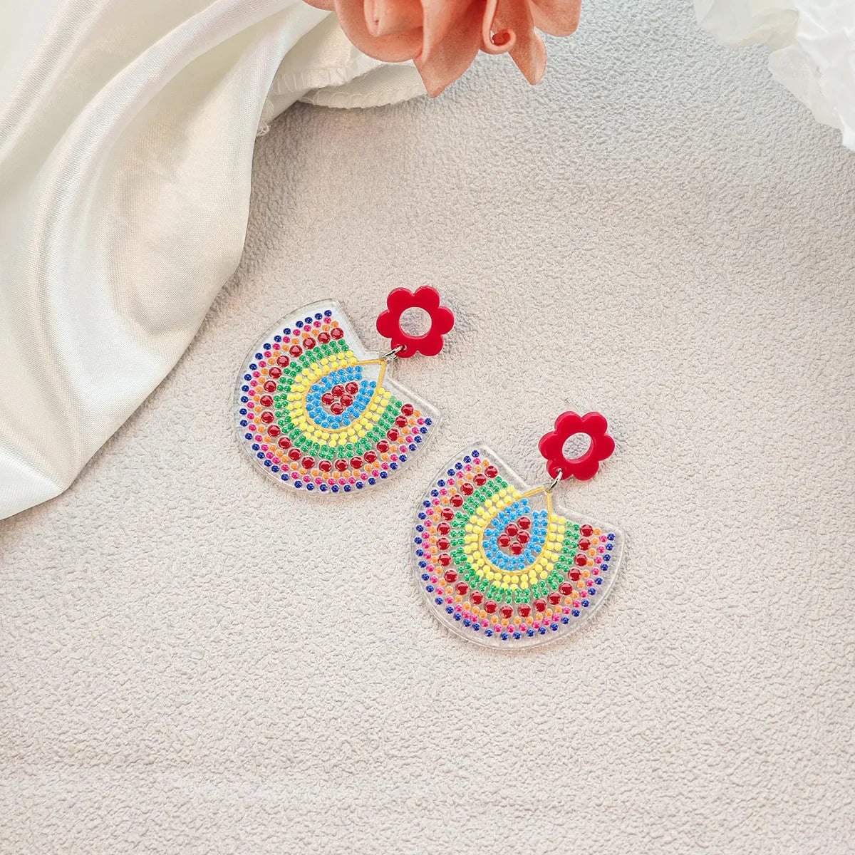 Boho Colorful Acrylic Charm Earrings - Piña Colada