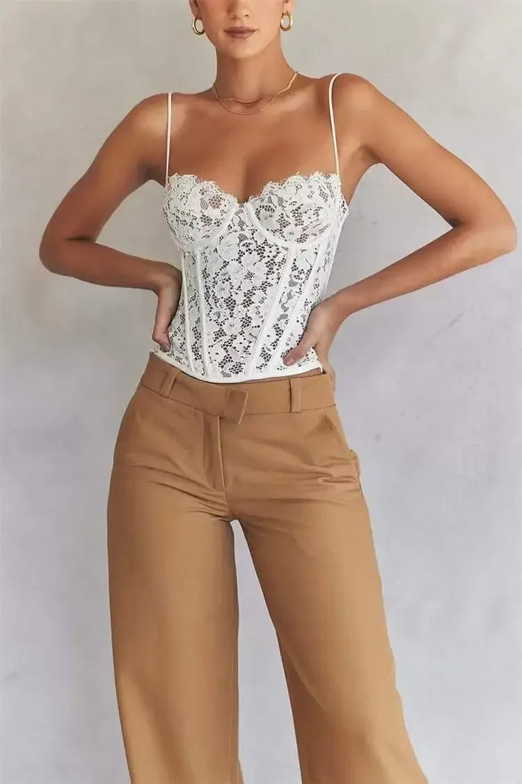 Exotic Lace Tube Top – Black & White Fishbone Pattern - Piña Colada