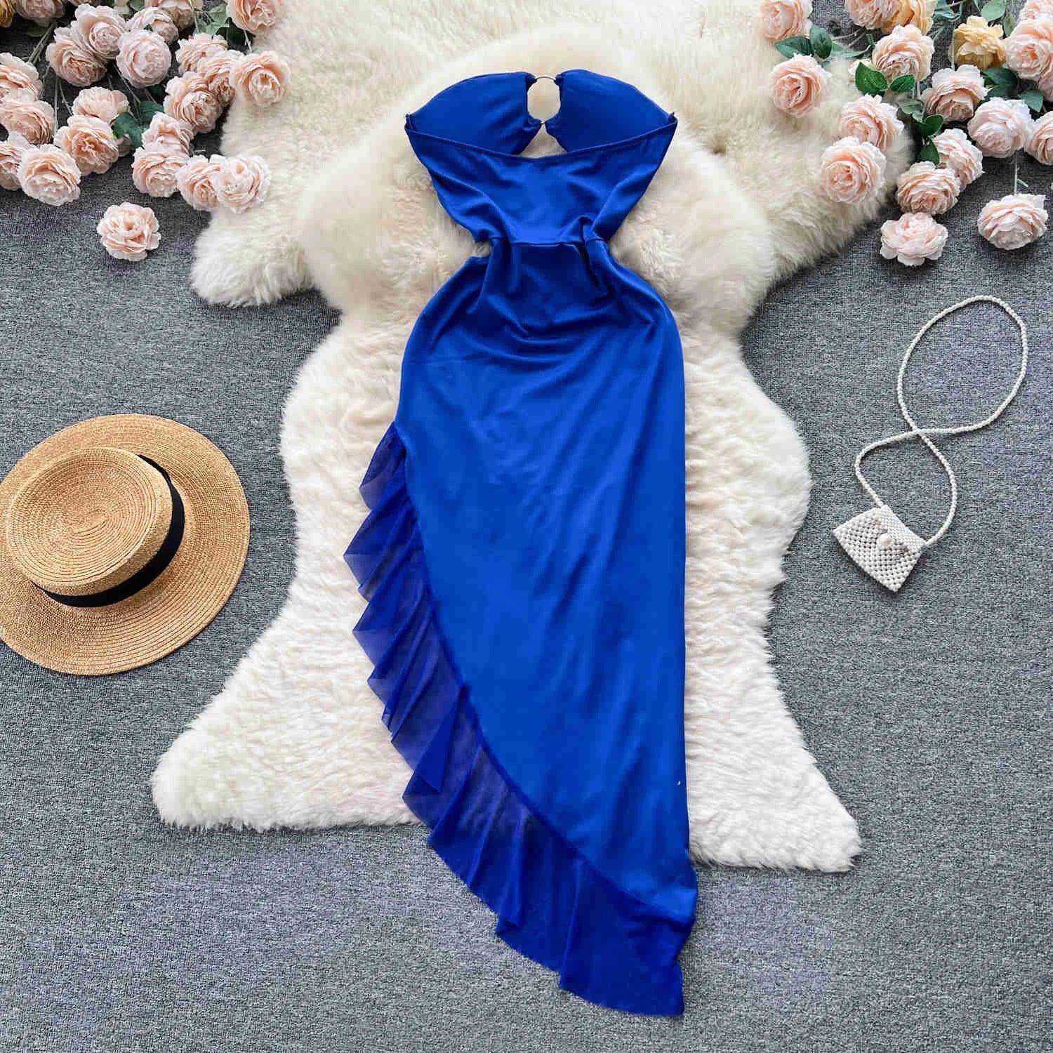 Strapless Hollow Out Mid-Calf Dress - Piña Colada