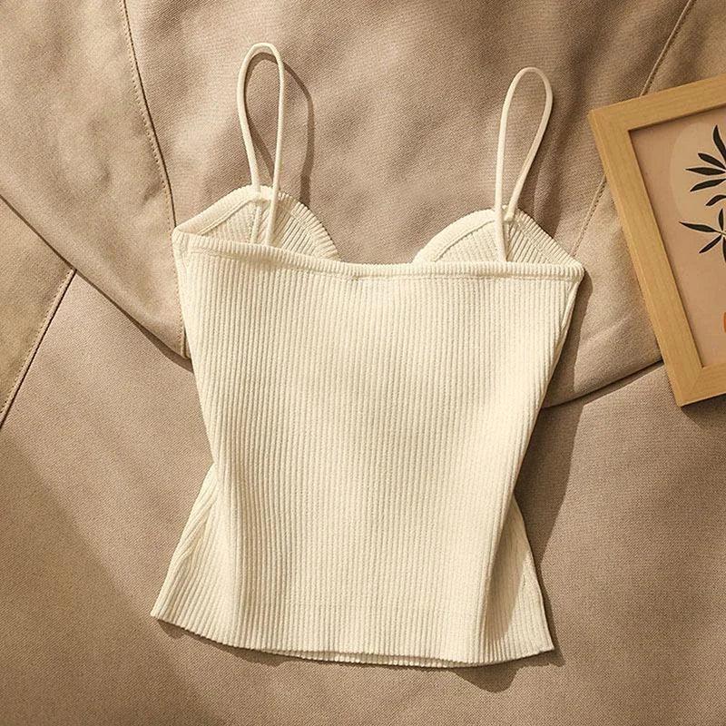 Linen Stretch Camisole – Solid Color Office Style Tank Top - Piña Colada