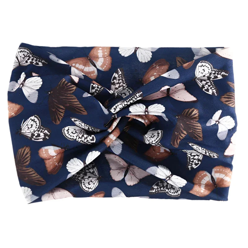 Printed Wide Elastic Headband - Piña Colada