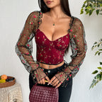 Mesh Long Sleeve Corset - Piña Colada