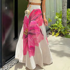 Floral Print A-Line Half Body Skirt - Piña Colada