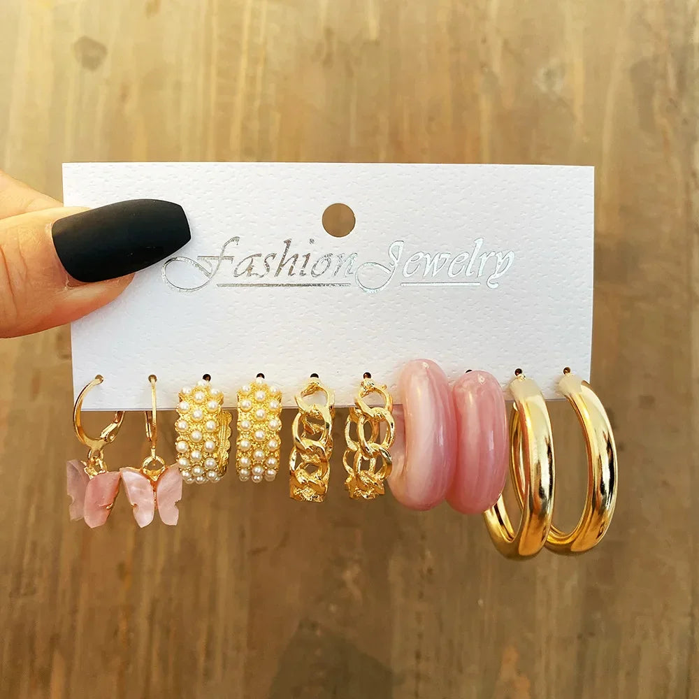 Vintage Pearl Circle Hoop Earring - Piña Colada