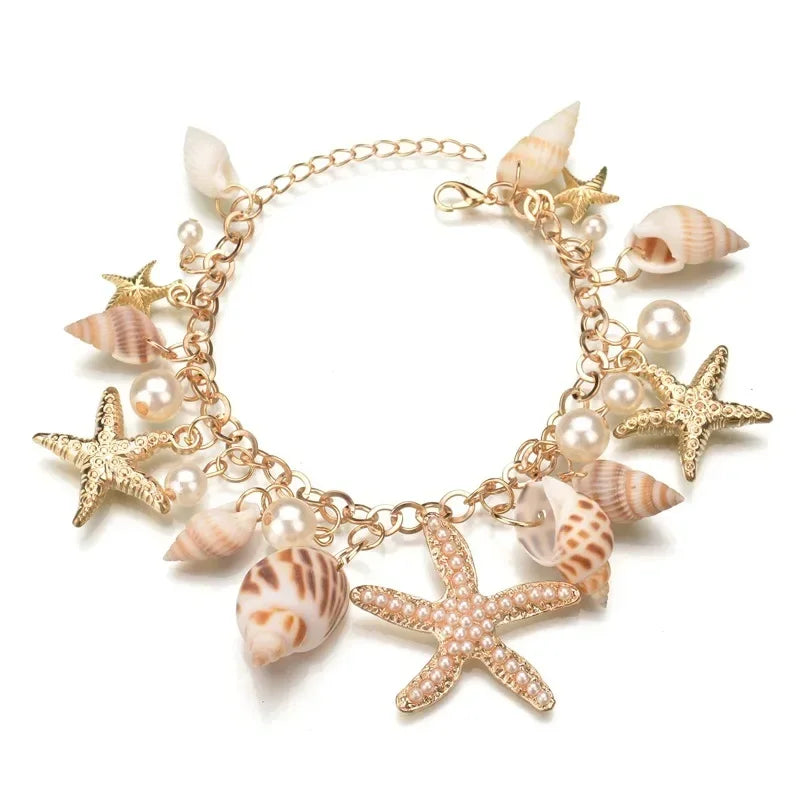 Starfish & Shell Charm Bracelet - Piña Colada