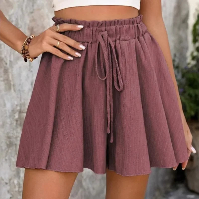 High-Waist Casual Folded Shorts - Piña Colada
